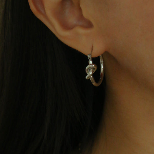 Knotty Hoop Earrings (Silver)
