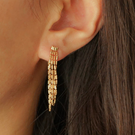 Rosa Dangling Chain Earrings (Gold)