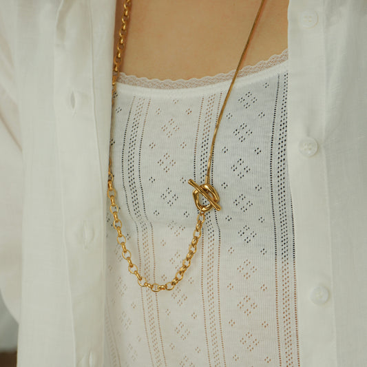 Rivka Chain Link Long Necklace (Gold)