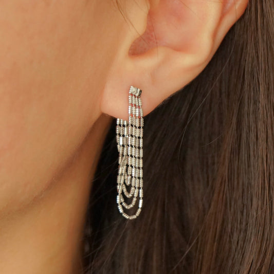 Rosa Dangling Chain Earrings (Silver)