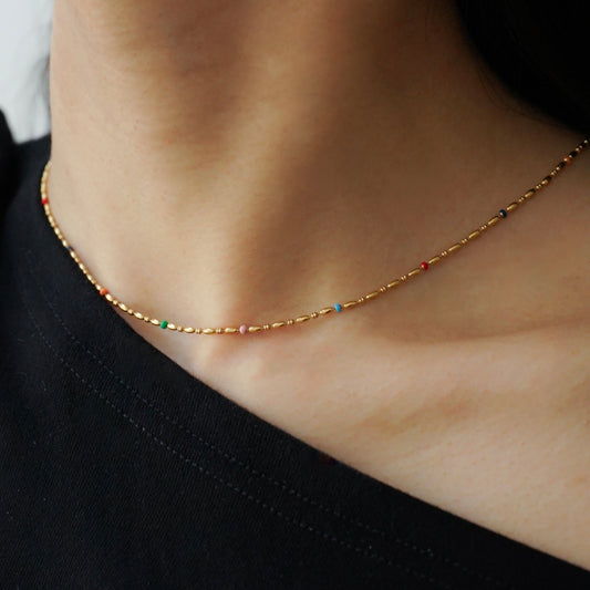 Amy Rainbow Beaded Necklace