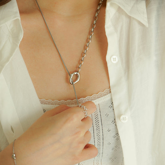 Rivka Chain Link Long Necklace (Silver)
