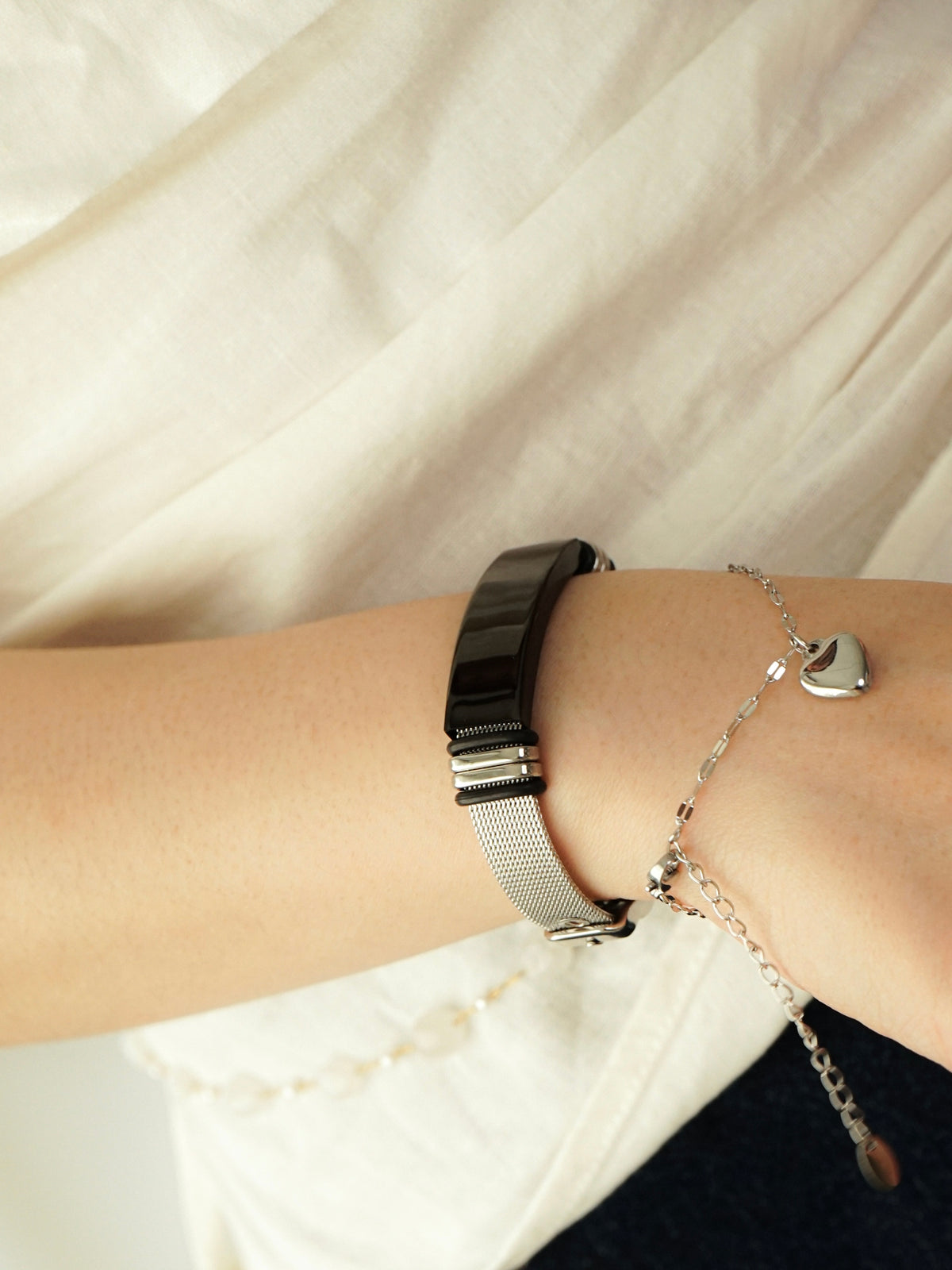 Grayson Bar Watch Strap Bracelet (Silver Black)