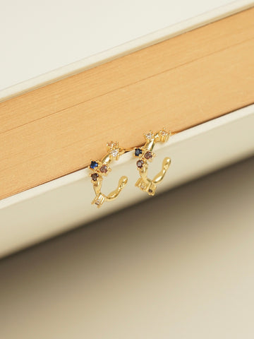 Hadassa Multicolor Hoop Earrings (Gold)