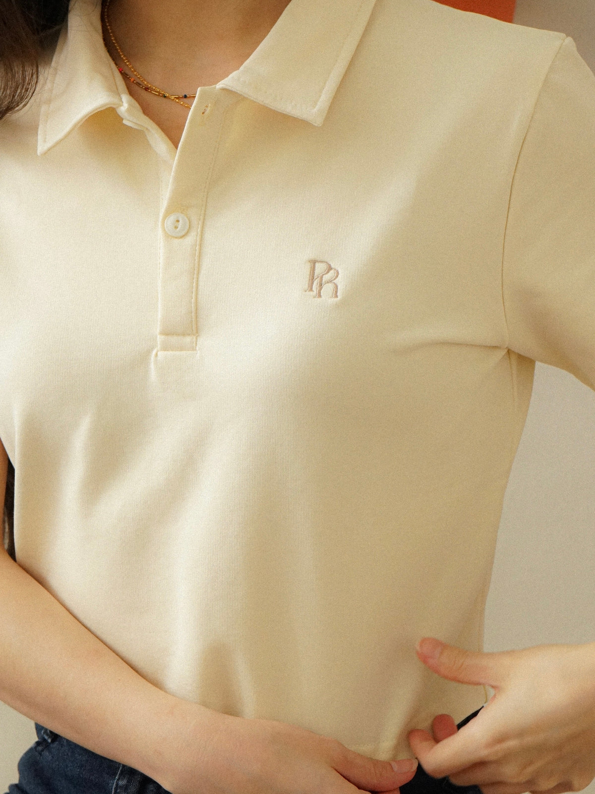 PR Cropped Polo Shirt (Beige)