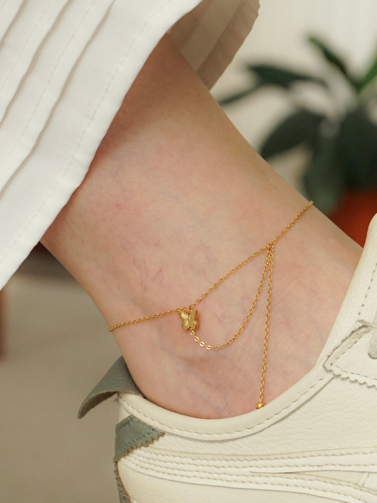 Baylor Butterfly Tassel Anklet