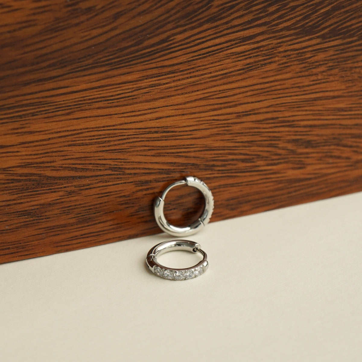 Pavé Huggie Earrings (Silver)