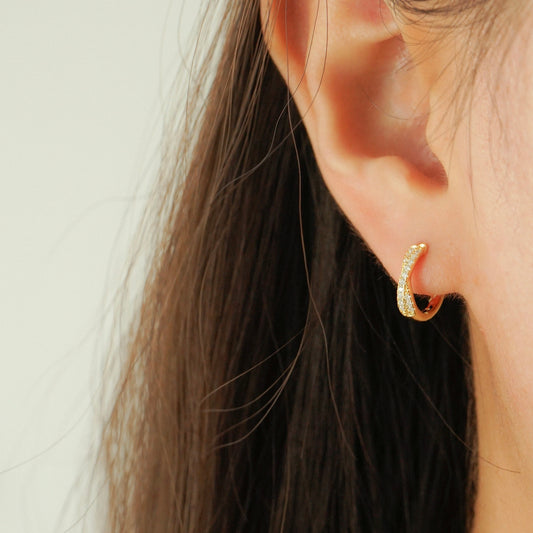 Promise Cross Huggie Earrings (Gold)