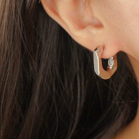 Taliyah Square Hoop Earrings (Silver)