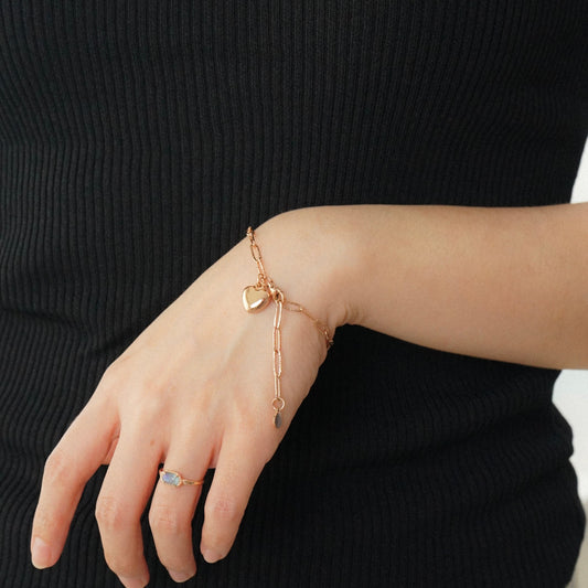 Yatziri Heart Chain Link Bracelet (Rose Gold)