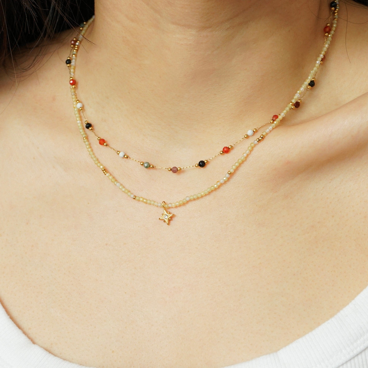 Lina North Star Beaded Necklace
