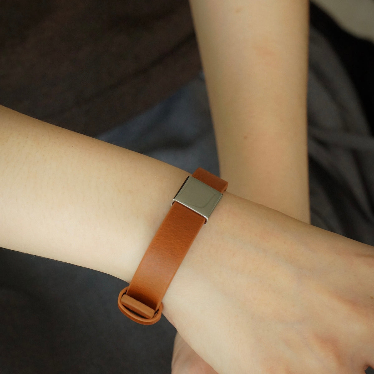 Koa Leather Strap Bracelet (Brown Silver)
