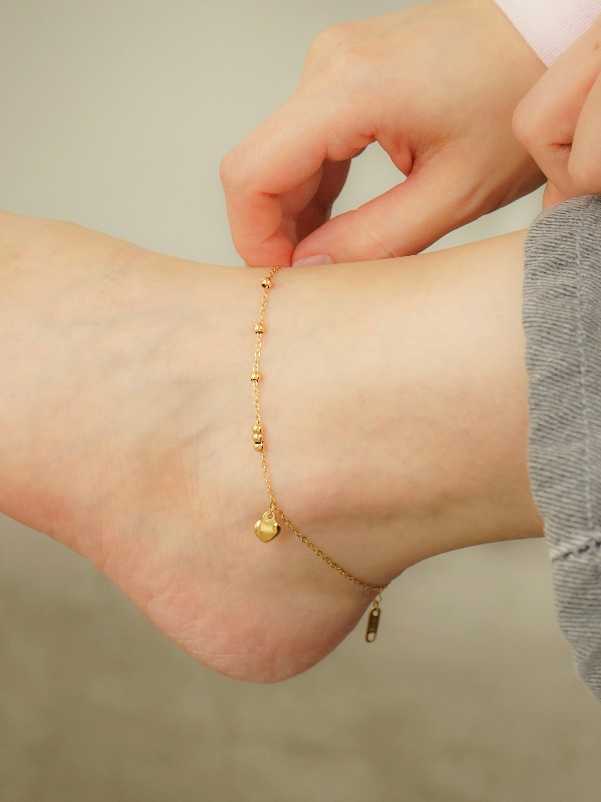 Devyn Beaded Heart Anklet