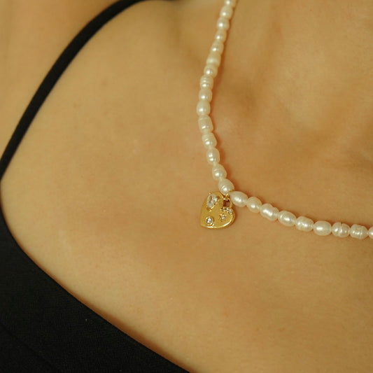 Kyra Heart Pearl Necklace