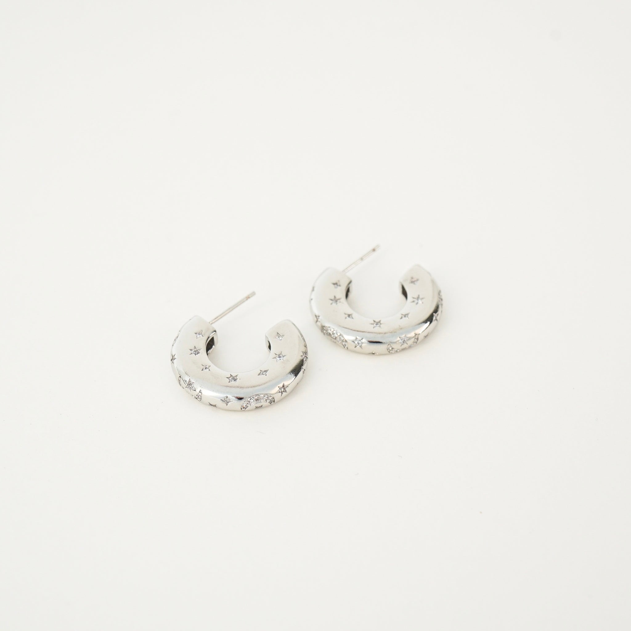 Reyna Celestial Hoop Earrings (Silver)
