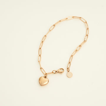 Yatziri Heart Chain Link Bracelet (Rose Gold)