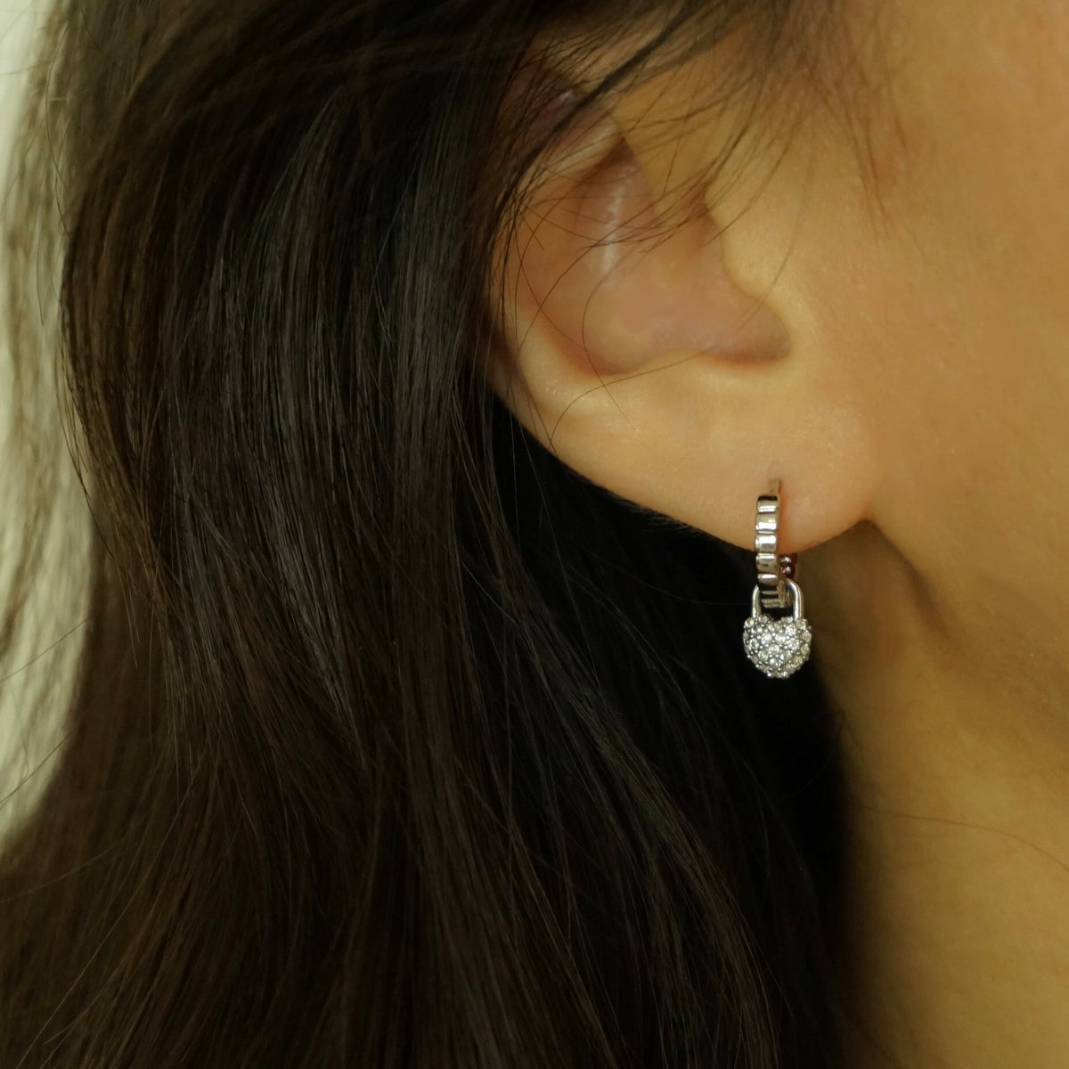 Tatiana Heart Huggie Earrings (Silver)