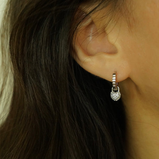 Tatiana Heart Huggie Earrings (Silver)