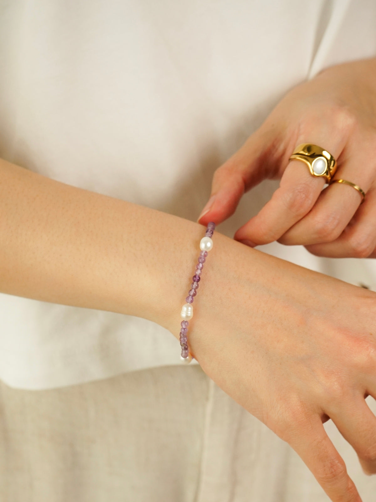Novah Amethyst Beaded Bracelet