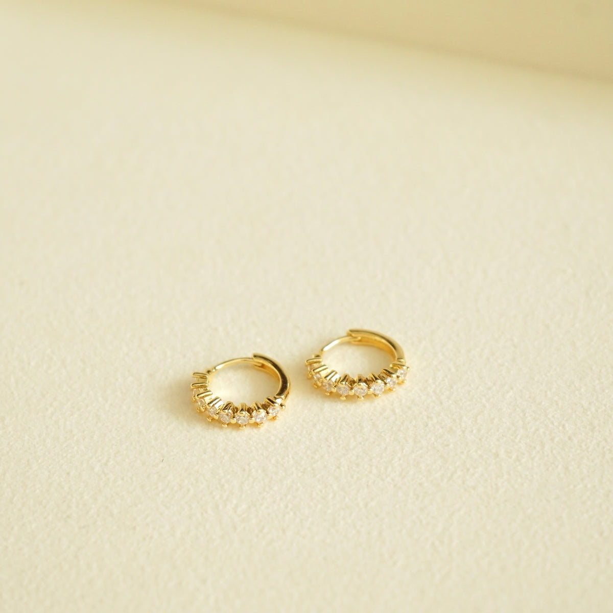 Quinsley Pavé Huggie Earrings (Gold)