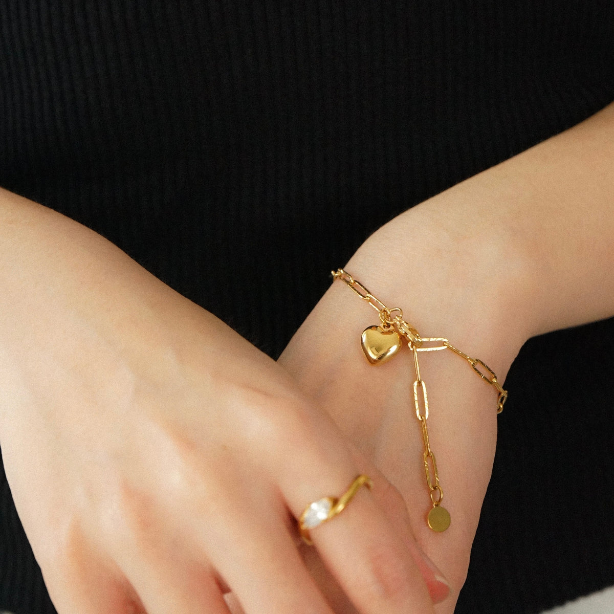 Yatziri Heart Chain Link Bracelet (Gold)