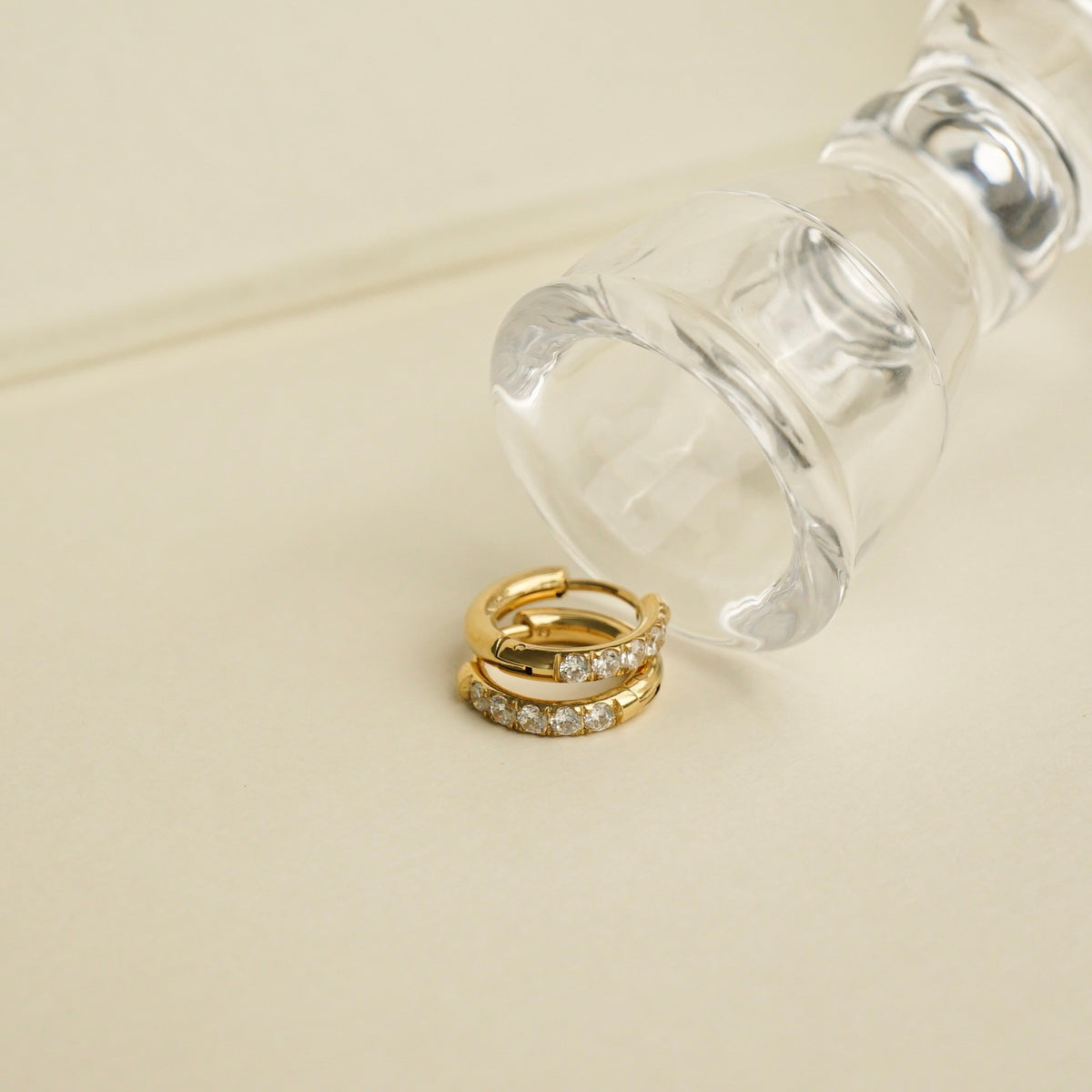 Pavé Huggie Earrings (Gold)