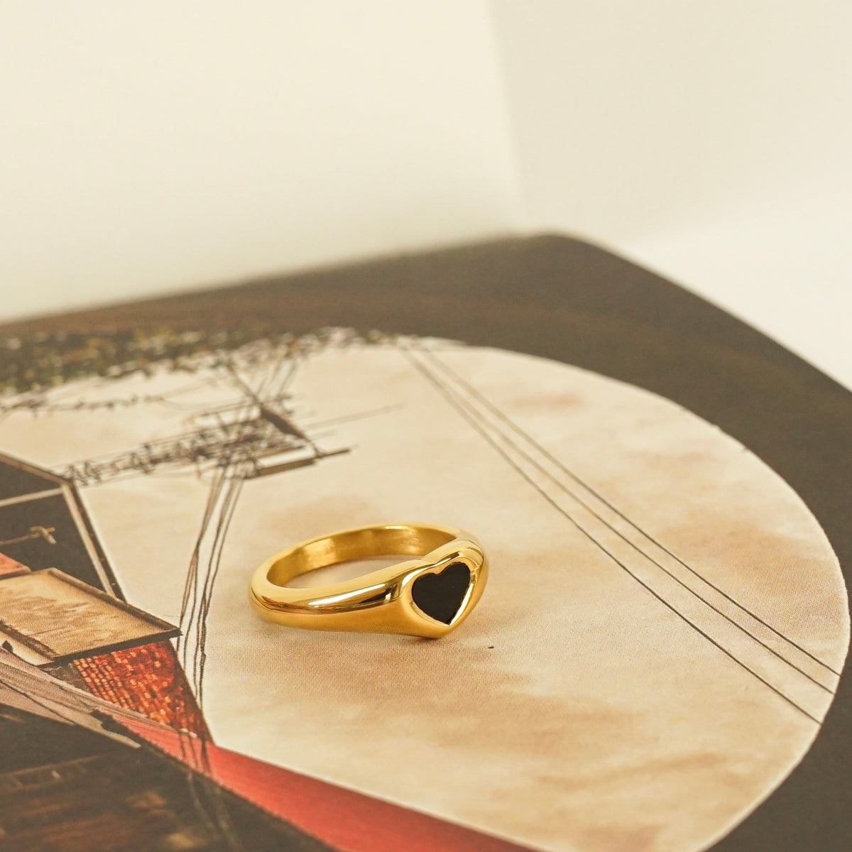 Sevyn Heart Ring (Black)