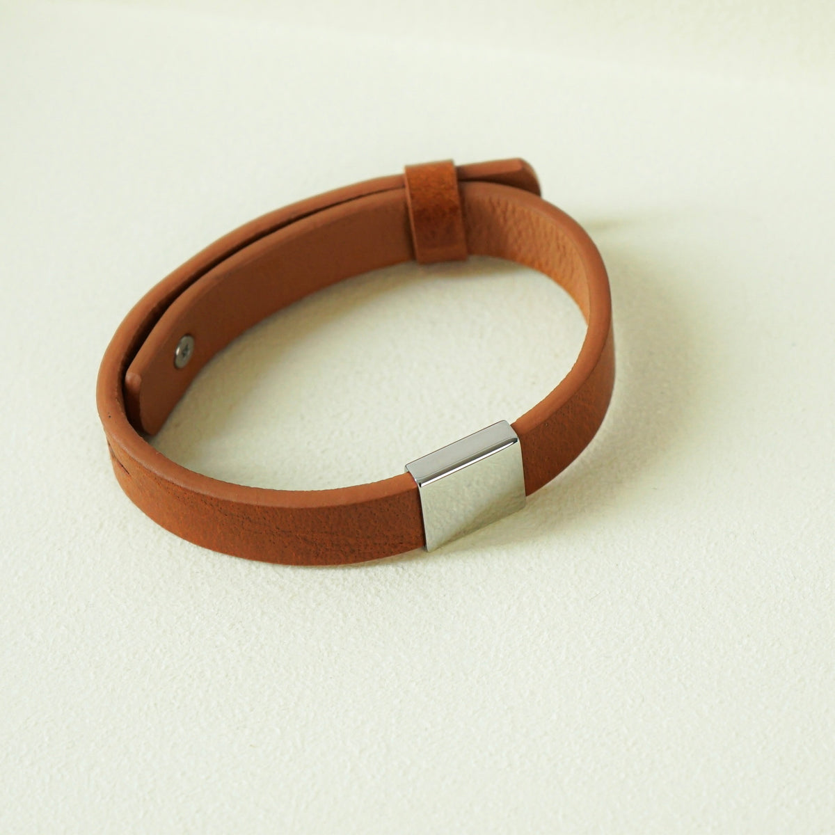 Koa Leather Strap Bracelet (Brown Silver)