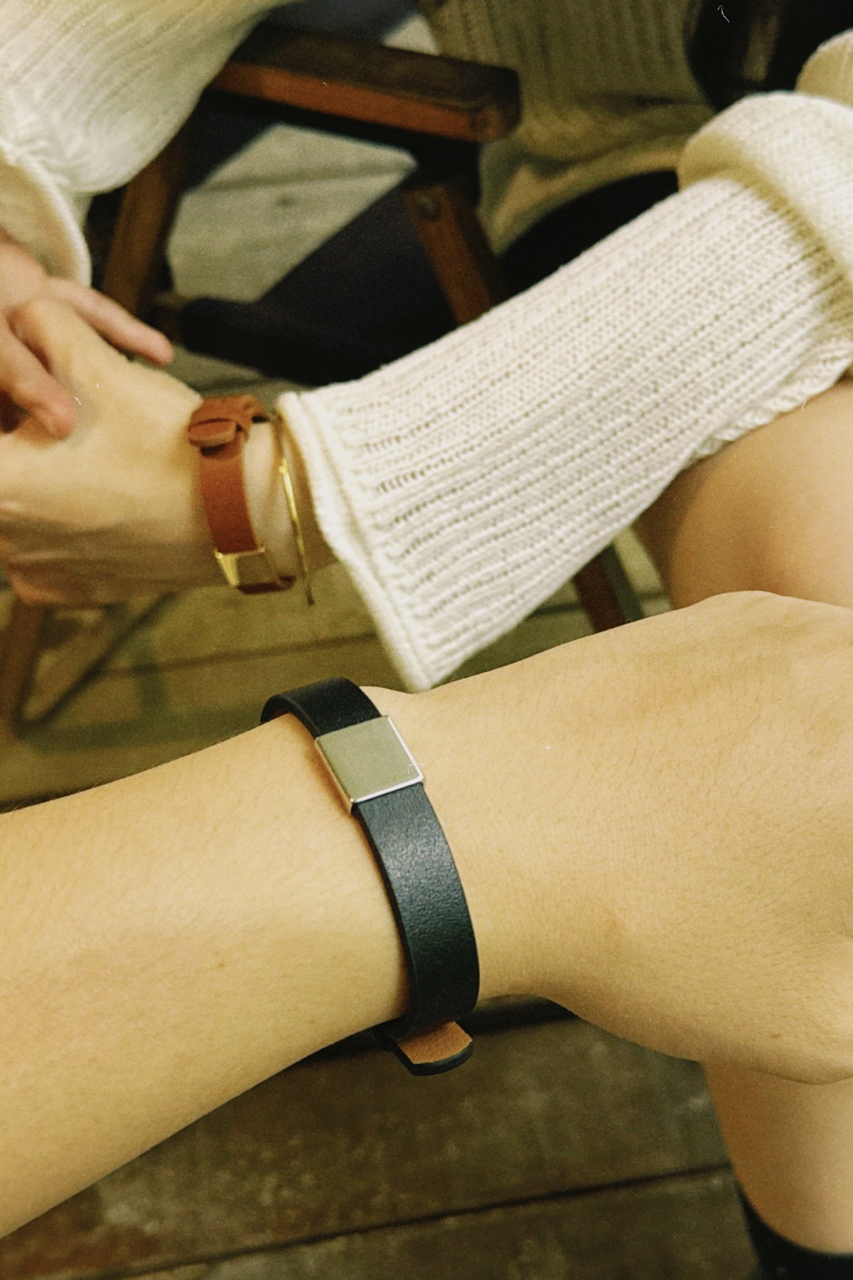 Koa Leather Strap Bracelet (Brown Silver)