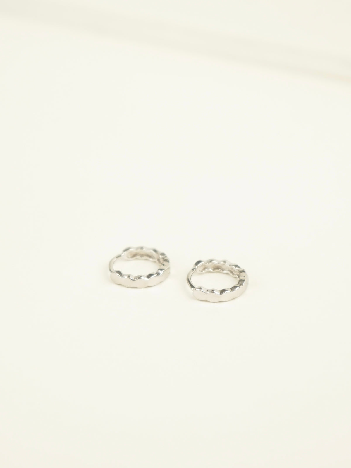 Julietta Hexagon Huggie Earrings (Silver)