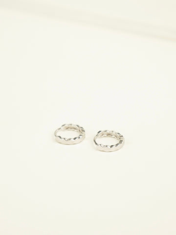 Julietta Hexagon Huggie Earrings (Silver)