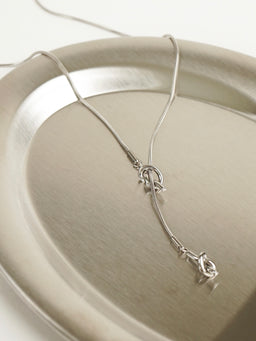 Odelia Knot Lariat Necklace (Silver)
