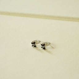 Collins Bow Huggie Earrings (Black)
