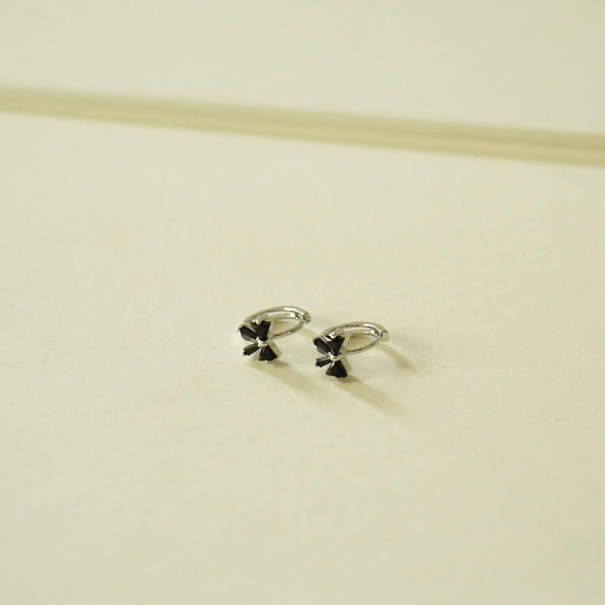 Collins Bow Huggie Earrings (Black)