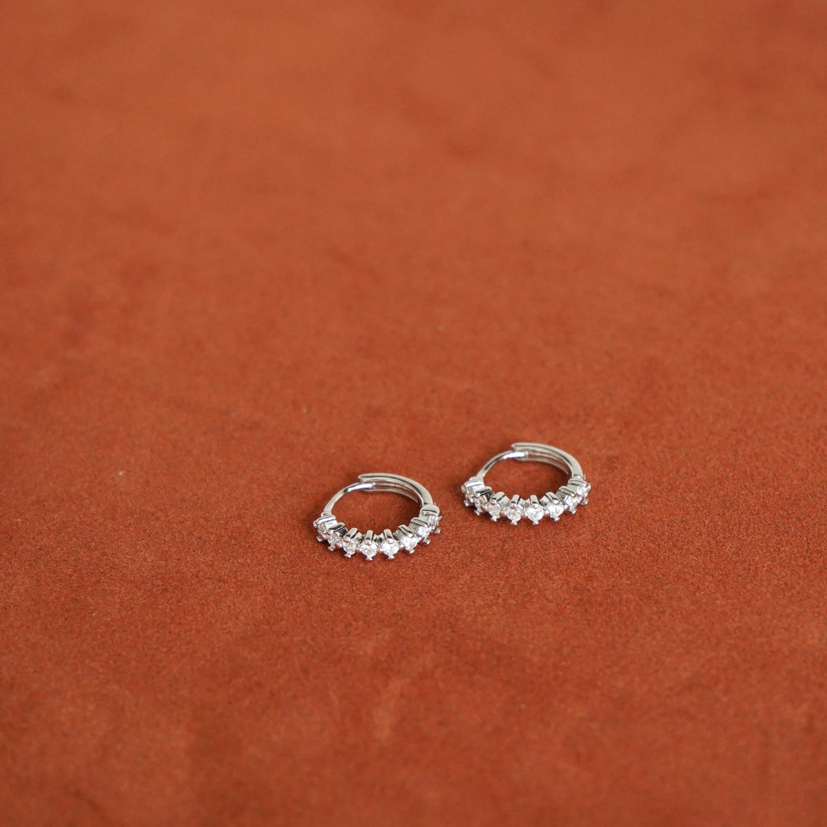 Quinsley Pavé Huggie Earrings (Silver)
