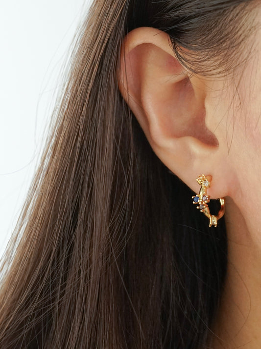 Hadassa Multicolor Hoop Earrings (Gold)