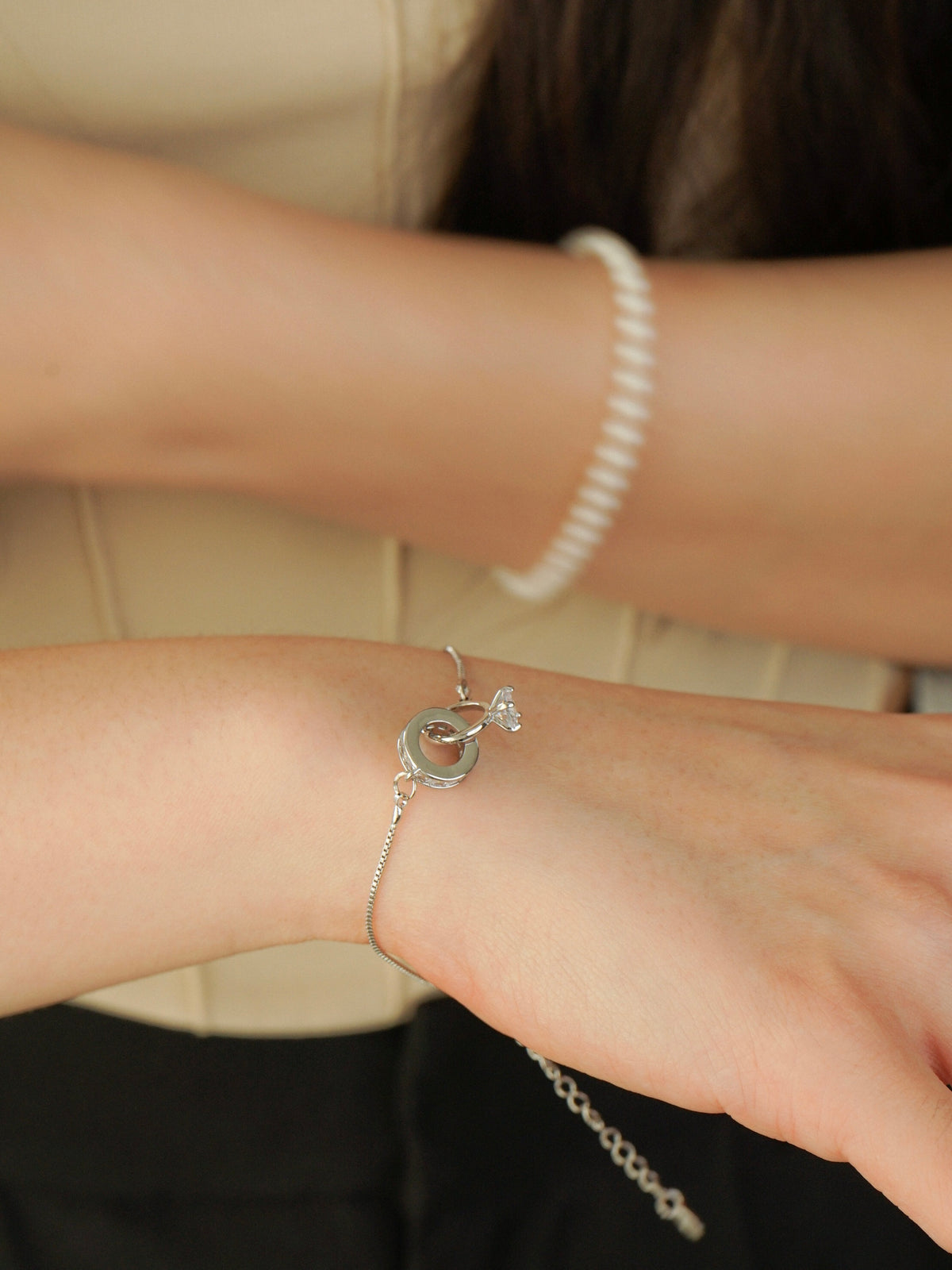 Keyla Interlocking Rings Bracelet (Silver)