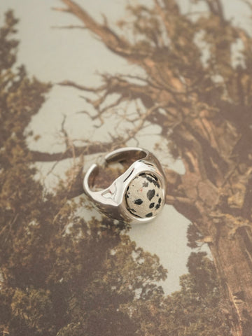 Joelle Oval Dalmatian Jasper Ring