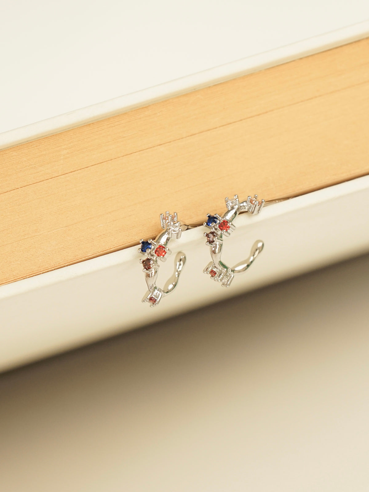 Hadassa Multicolor Hoop Earrings (Silver)