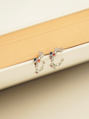 Hadassa Multicolor Hoop Earrings (Silver)