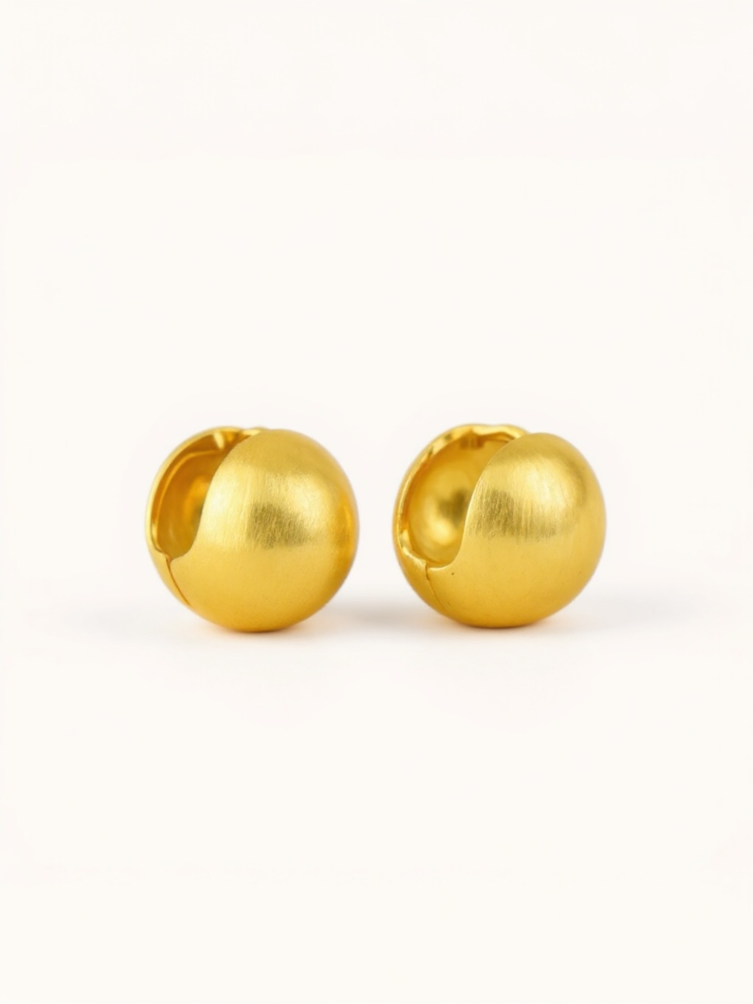 Elina Satin Ball Huggie Earrings (Gold)