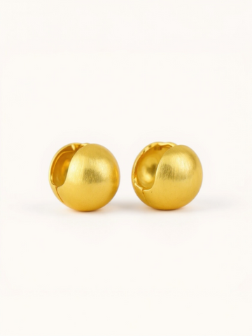Elina Satin Ball Huggie Earrings (Gold)