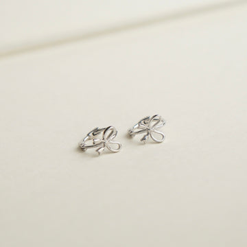 Aliyah Bow Huggie Earrings (Silver)