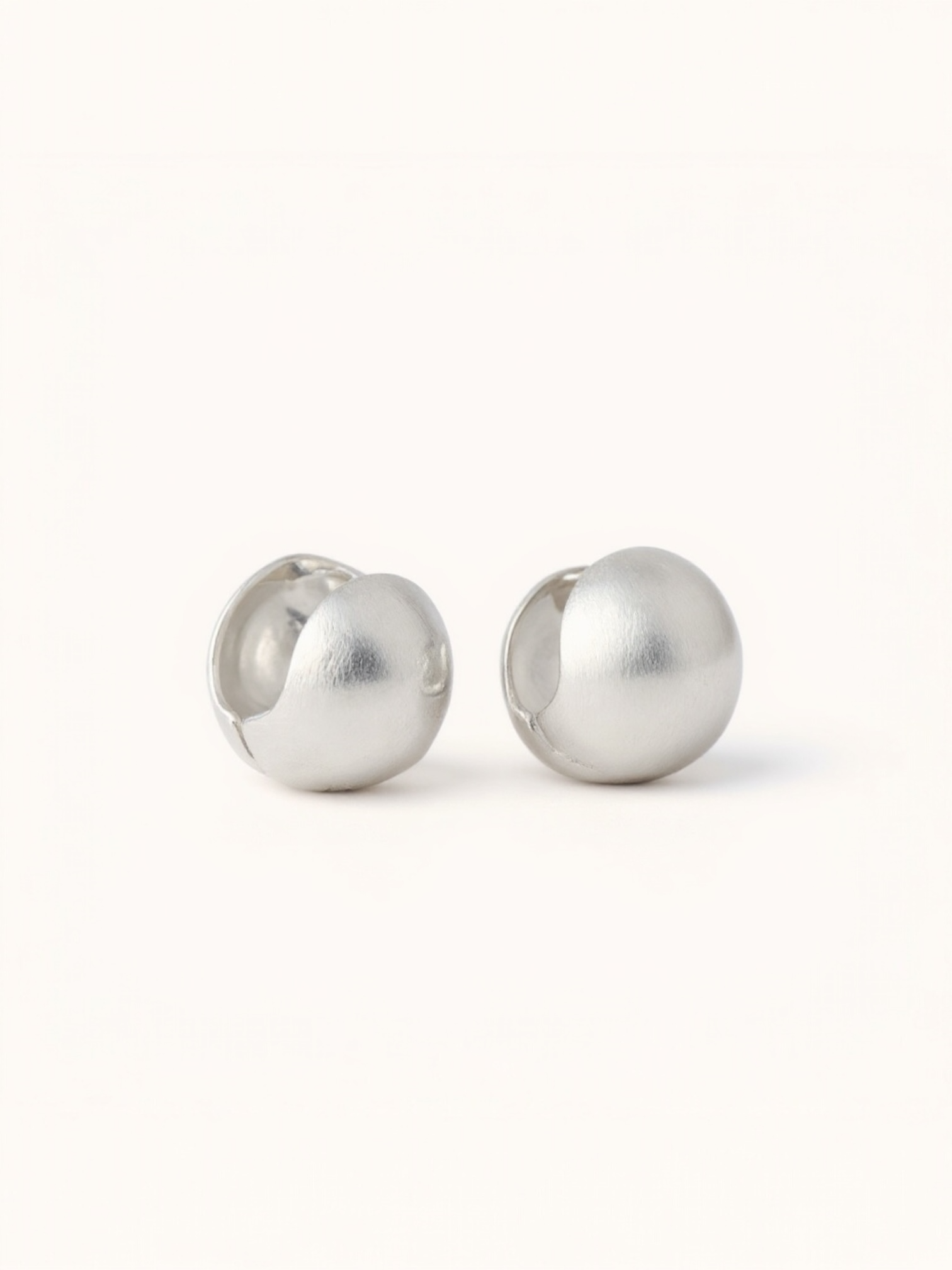 Elina Satin Ball Huggie Earrings (Silver)