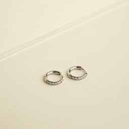 Pavé Huggie Earrings (Silver)