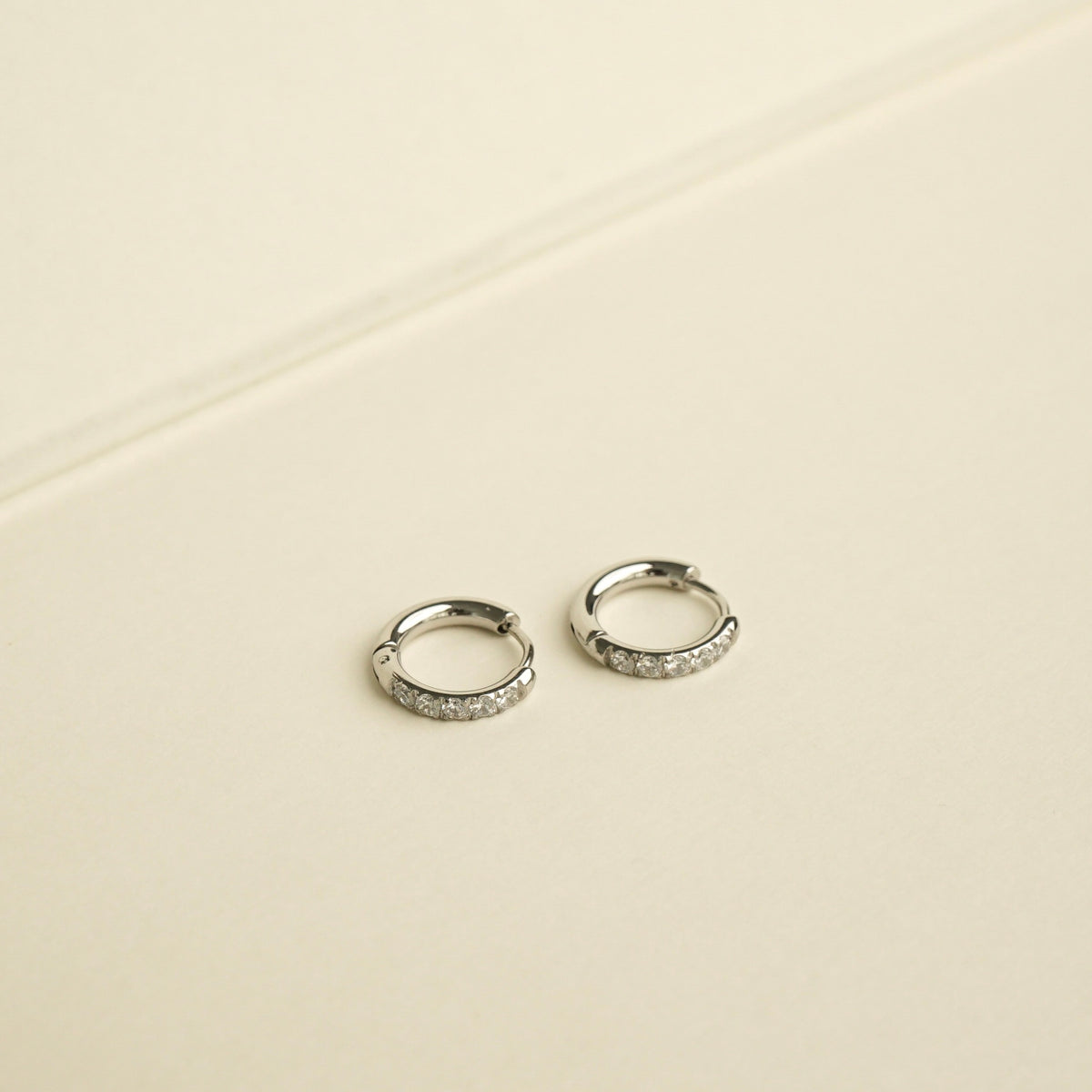 Pavé Huggie Earrings (Silver)