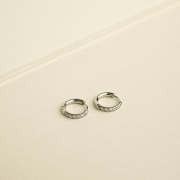 Pavé Huggie Earrings (Silver)