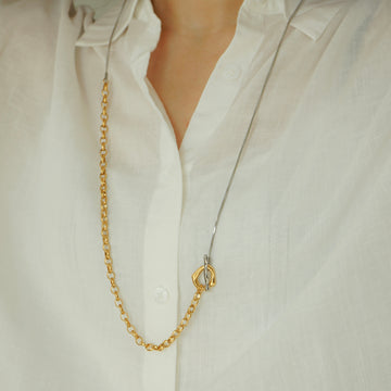 Rivka Chain Link Long Necklace (Duo Tone)