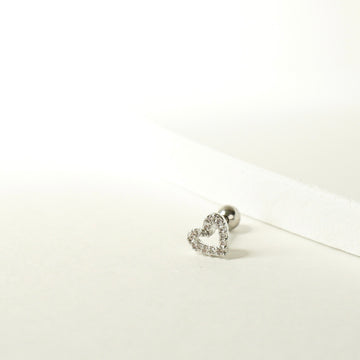Carolina Heart Barbell Earring (Silver)