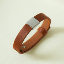 Koa Leather Strap Bracelet (Brown Silver)